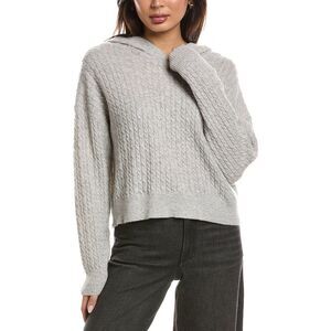 The Cashmere Project Womens  Baby Cable 100% Cashmere Hoodie, Gray